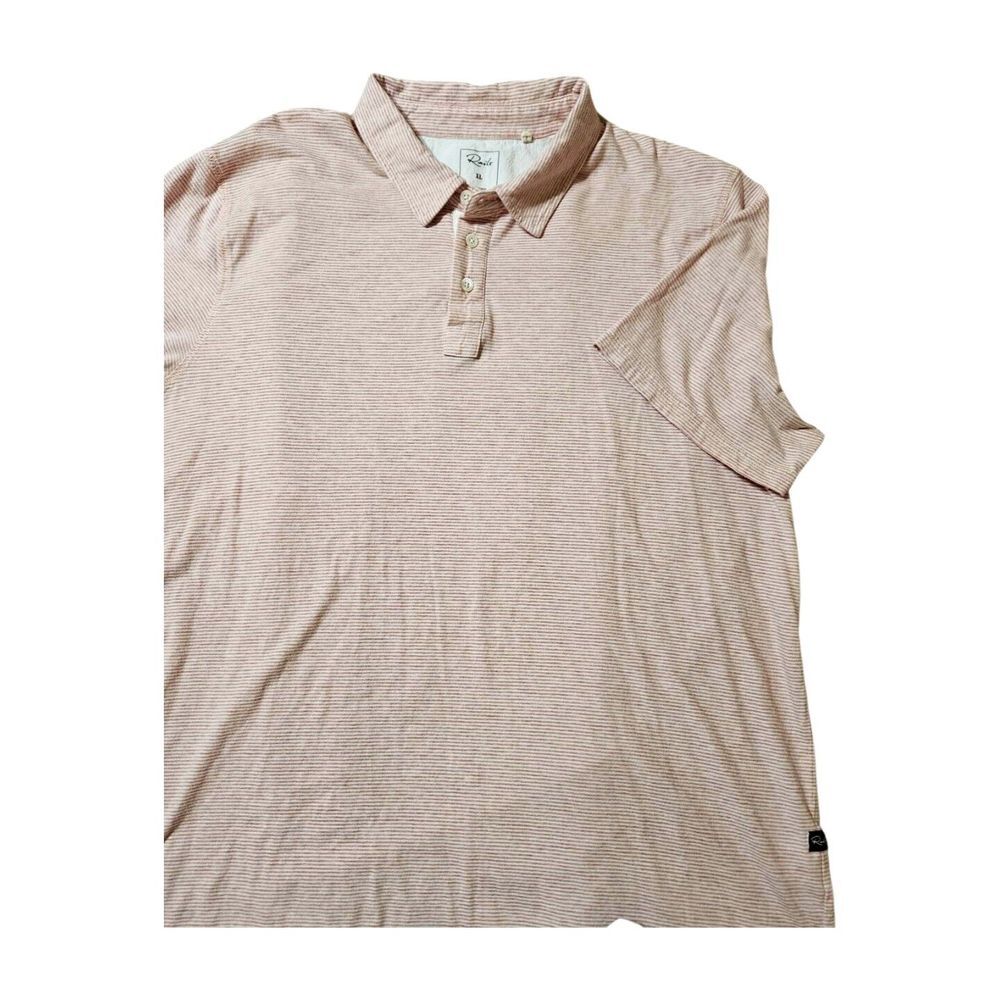 Rails Polo Shirt Pink Coral Stripes Sebastian Shirt Sleeve Cotton Men's XL‎